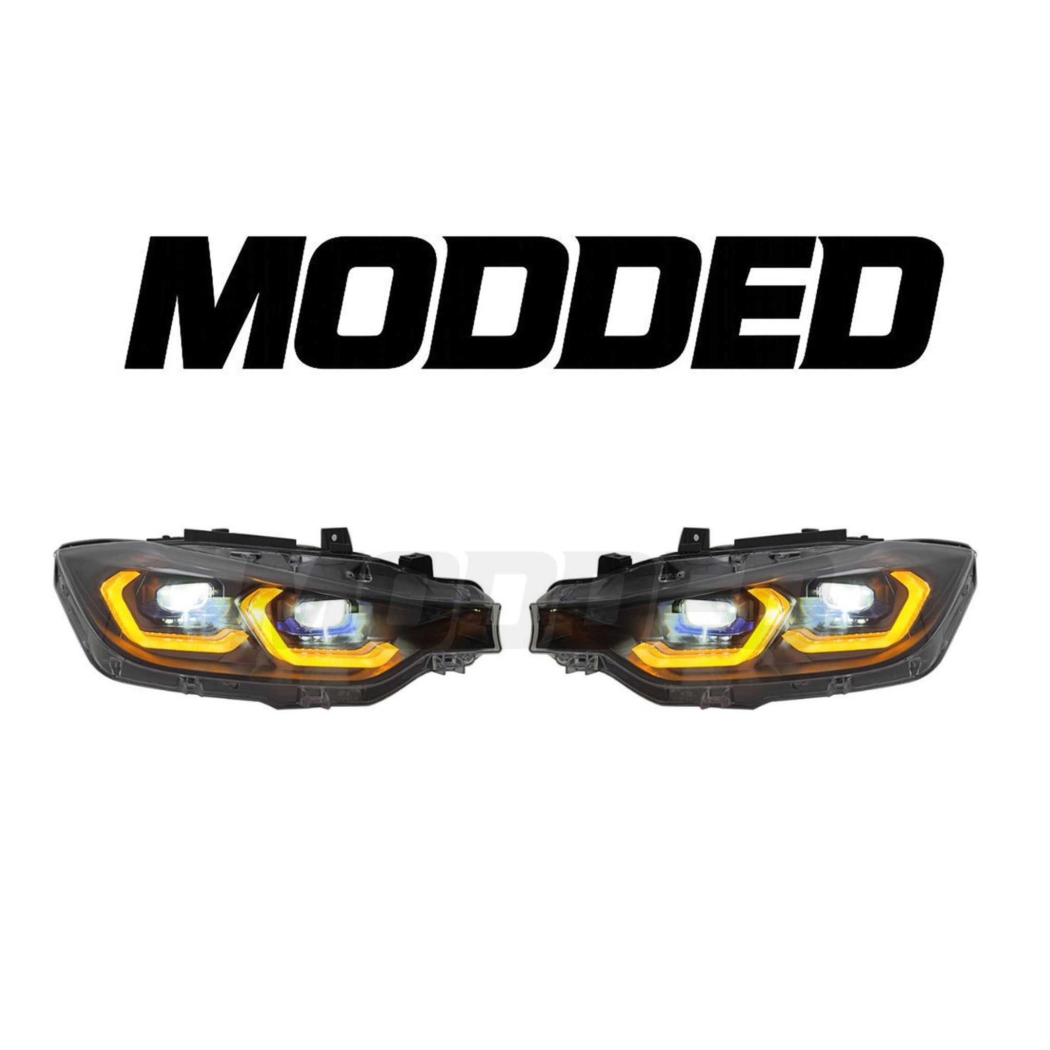 BMW 3 Series F30 Headlights (2012–2018) – G-Series Style (Switchable White/Yellow DRL)