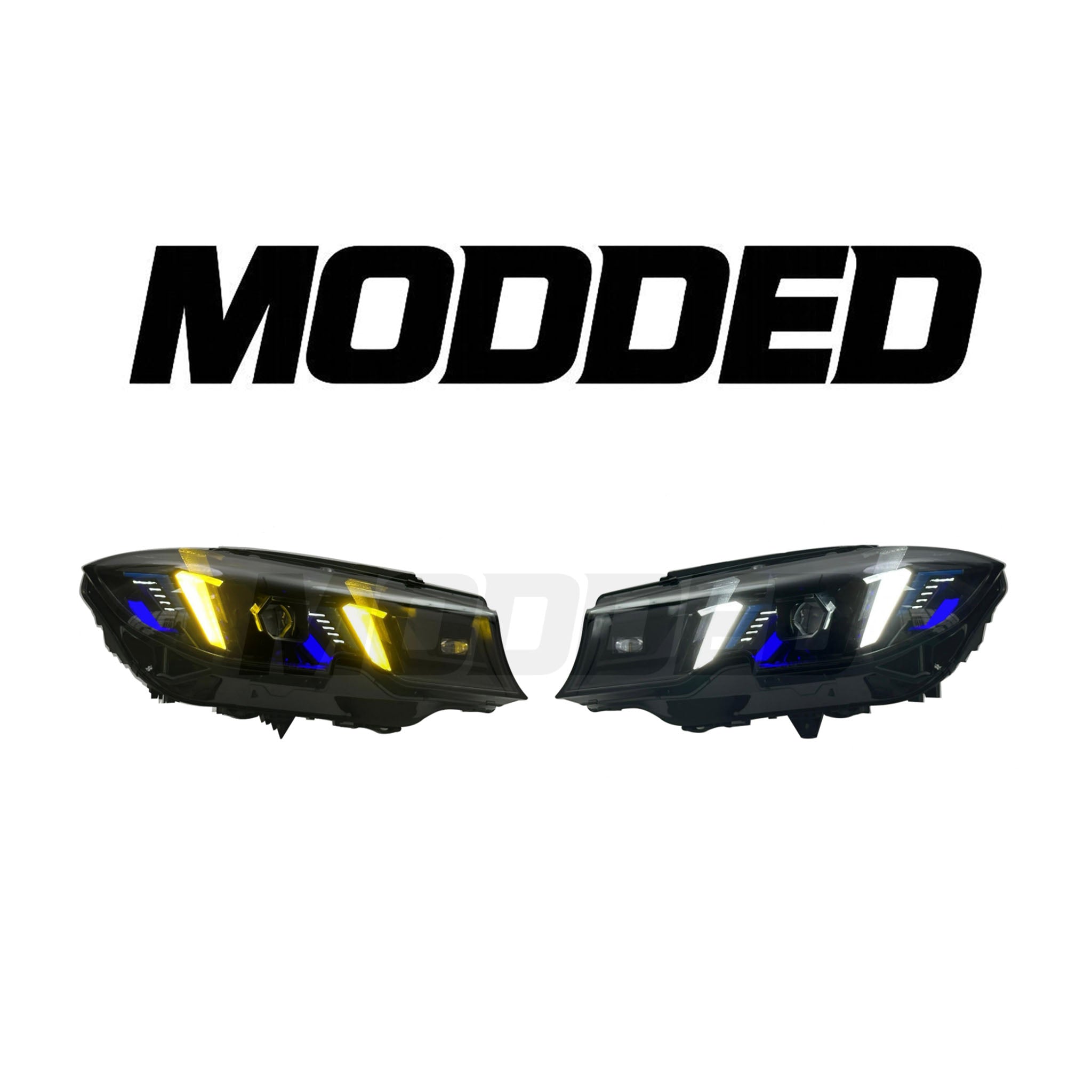 BMW 3 Series G20 Headlights (2019–2022) – Snake Eyes Style (Switchable White/Yellow DRL)