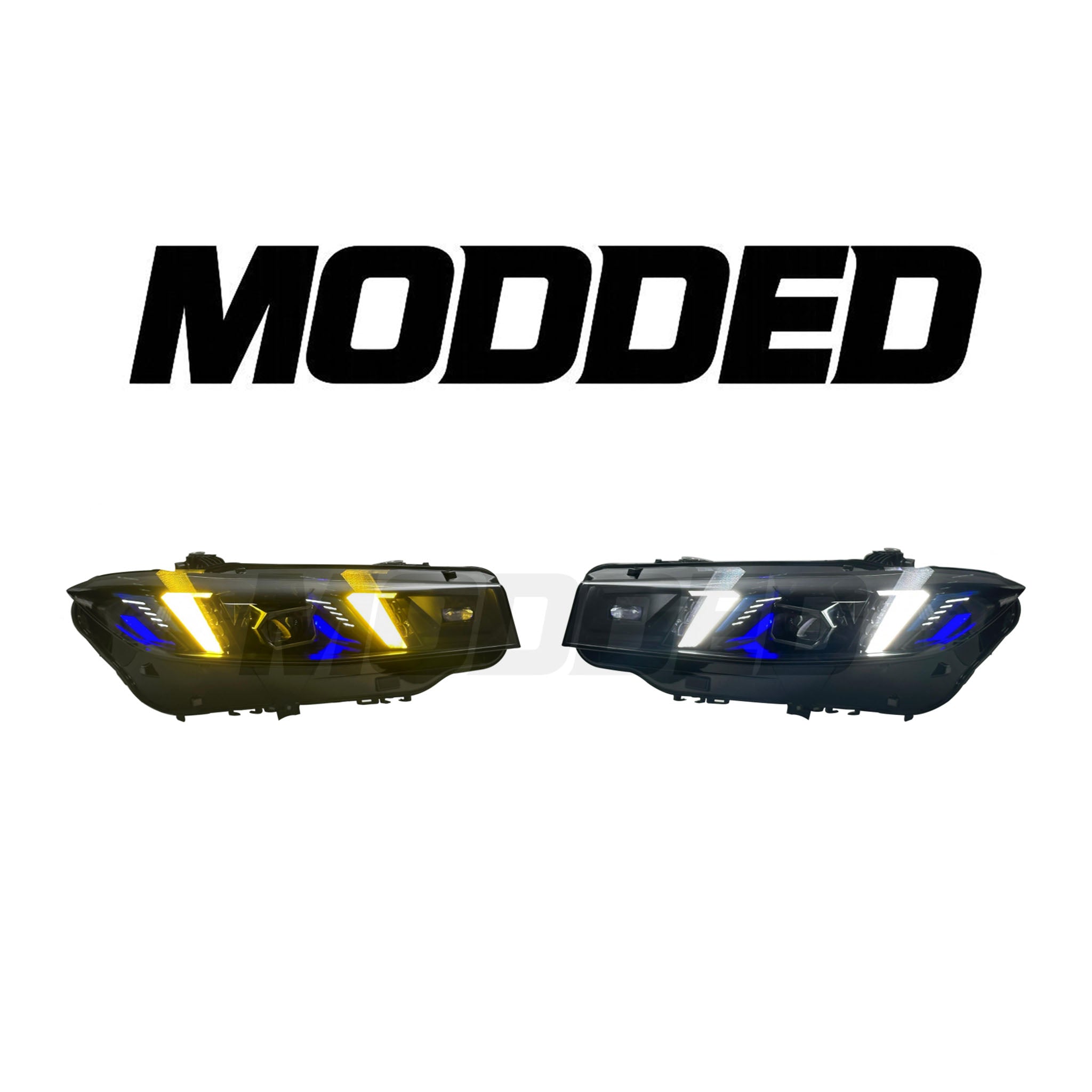 BMW 3 Series G20 Headlights (2023–2024) – Snake Eyes Style (Switchable White/Yellow DRL)