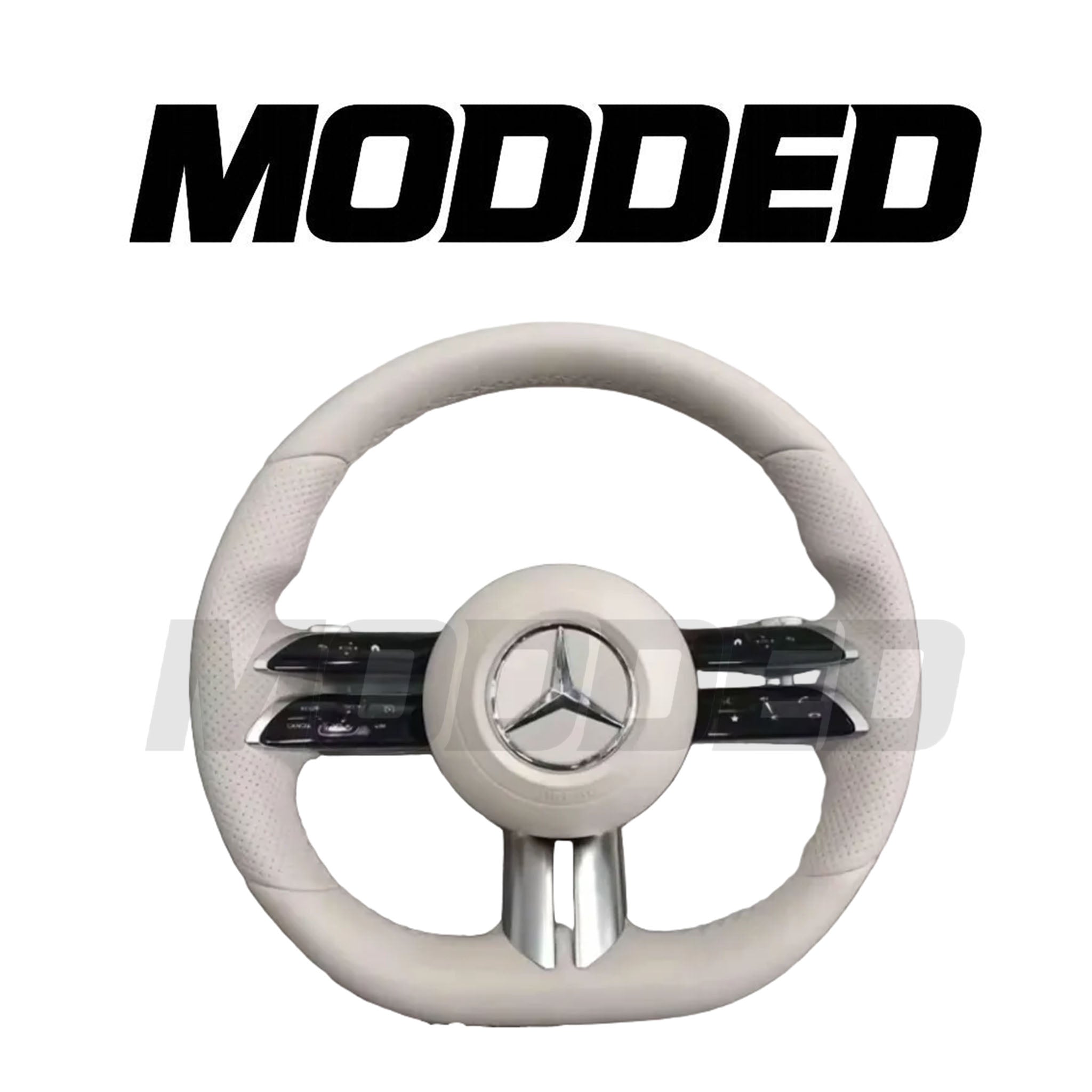 Mercedes Benz AMG Dragonfly Steering Wheel White Leather OEM Style